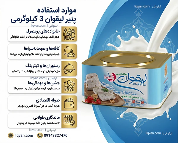 کاربردهای خرید عمده پنیر لیقوان 3 کیلویی برای سبد کالا