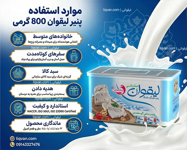 موارد استفاده پنیر لیقوان 800 گرمی در سبد کالا و ماه رمضان